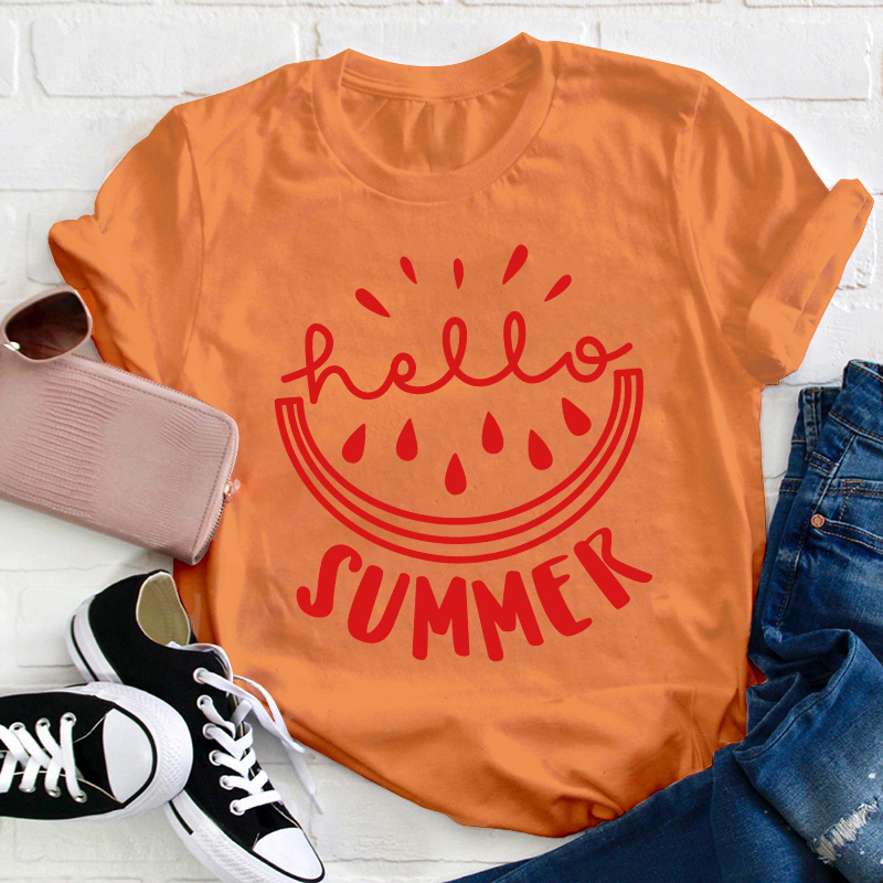 Watermelon Hello Summer Teacher T-Shirt