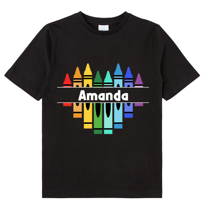 Personalized Name Colorful Crayons Class T-Shirt