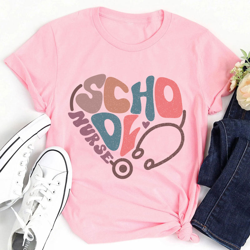 School Nurse Heart Stethoscope T-Shirt