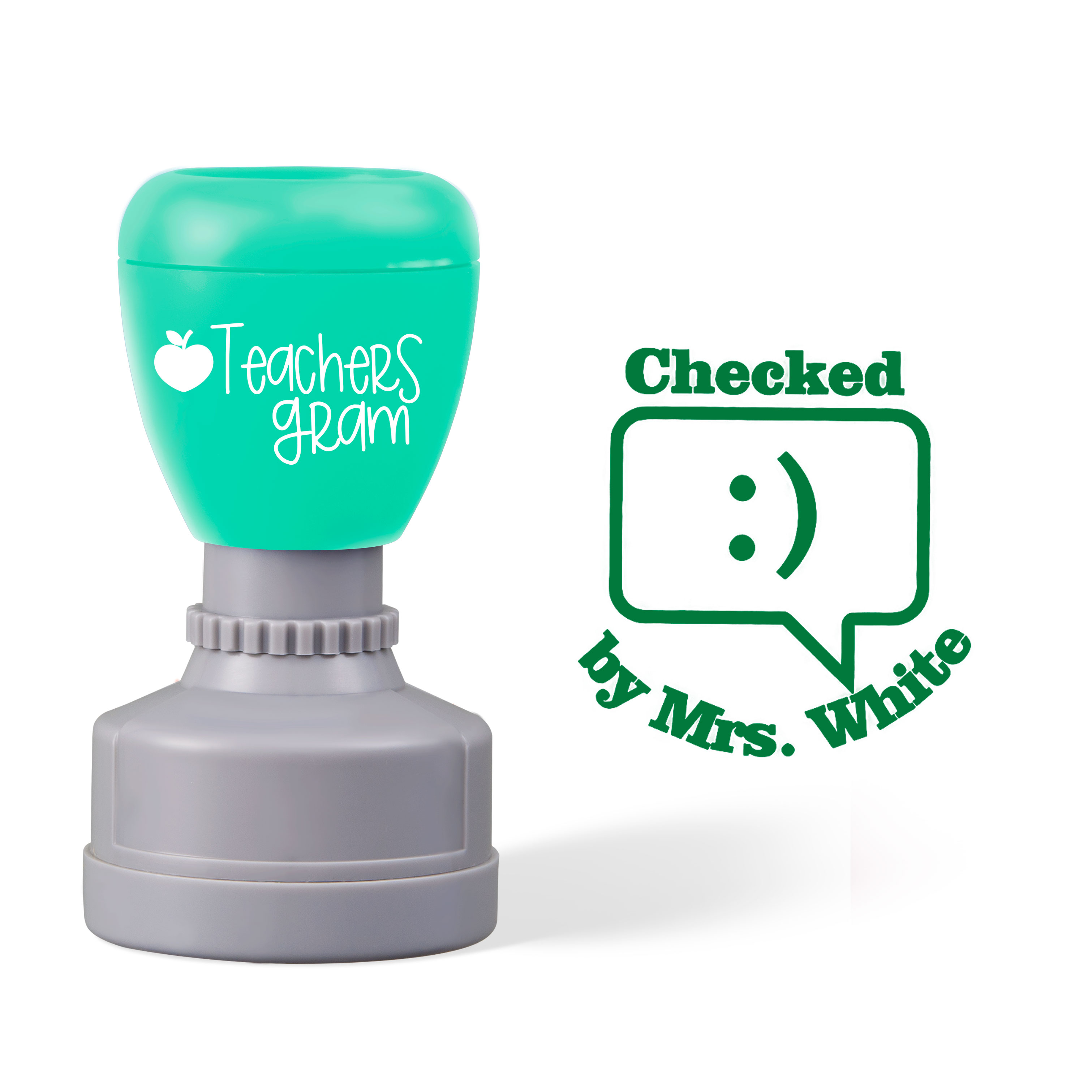 Personalized Name Checked Teacher Stamp