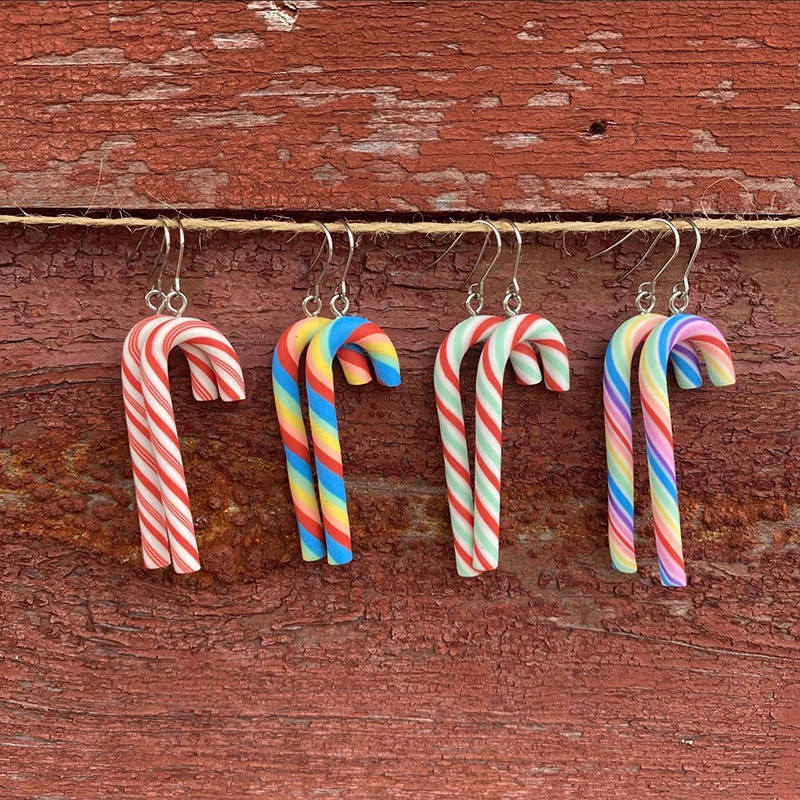 Candy Cane Polymer Clay Teacher Earrings