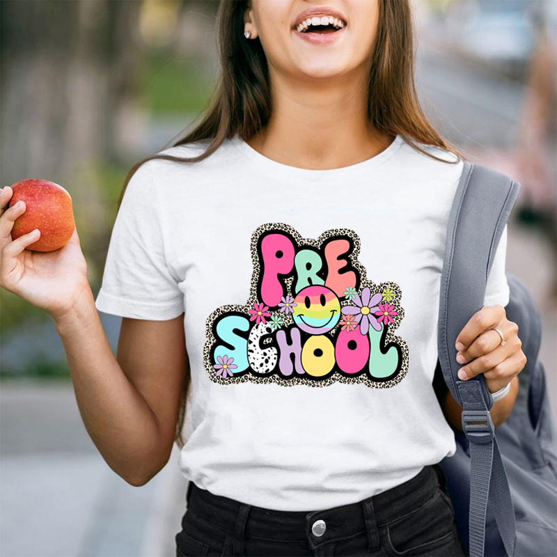 Personalized Round Bubble Colorful Letters Teacher T-Shirt