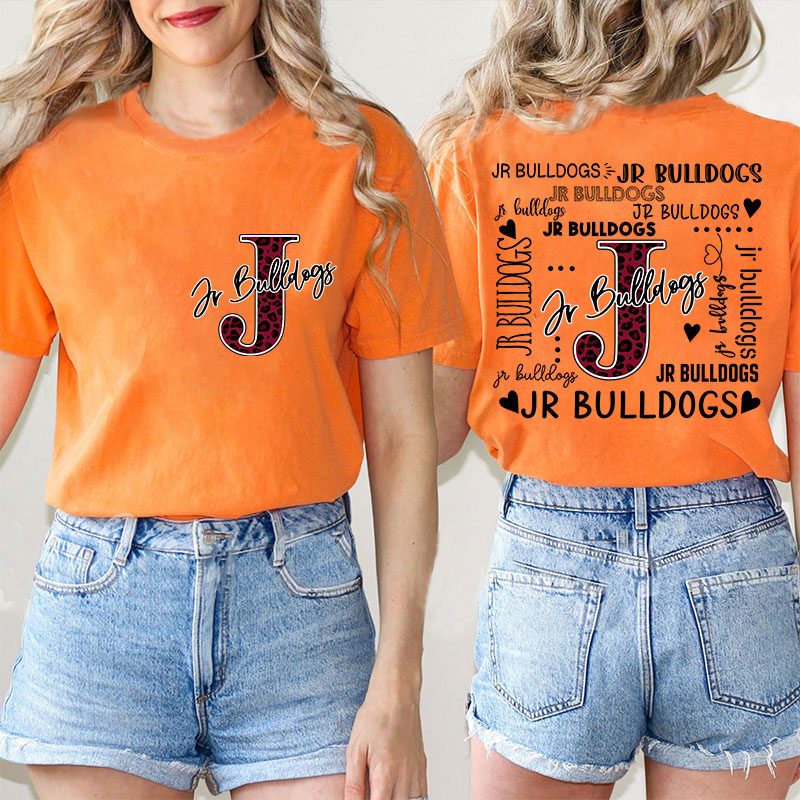 Personalized Leopard School Mascot Teacher Two Sided T-Shirt