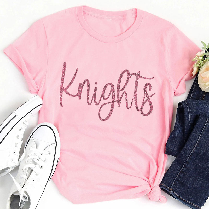 Personalized Glitter Font Mascot Teacher T-Shirt