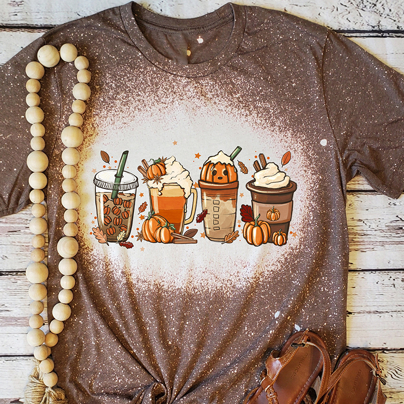 Pumpkin Spice Latte Teacher Printed T-Shirt