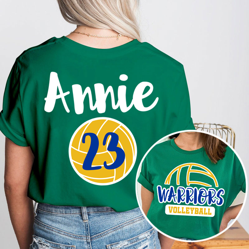Personalized Mascot Sport Your Name And Number Game Day Teacher Two Sided T-Shirt