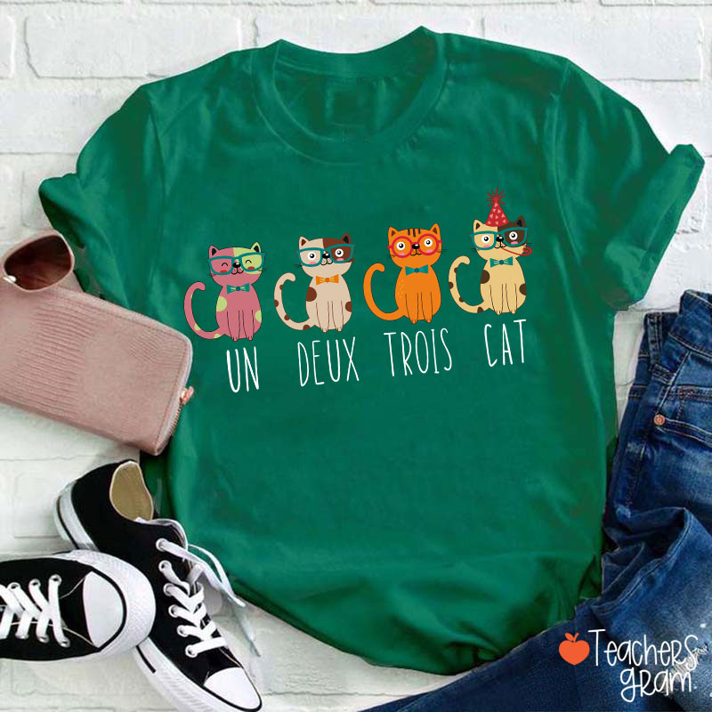 Un Deux Trois Funny Cat French Teacher T-Shirt
