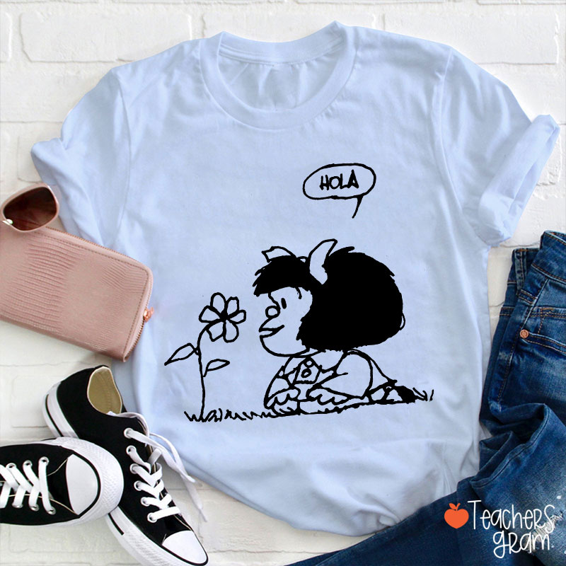 Hola Flower Spanish Teacher T-Shirt