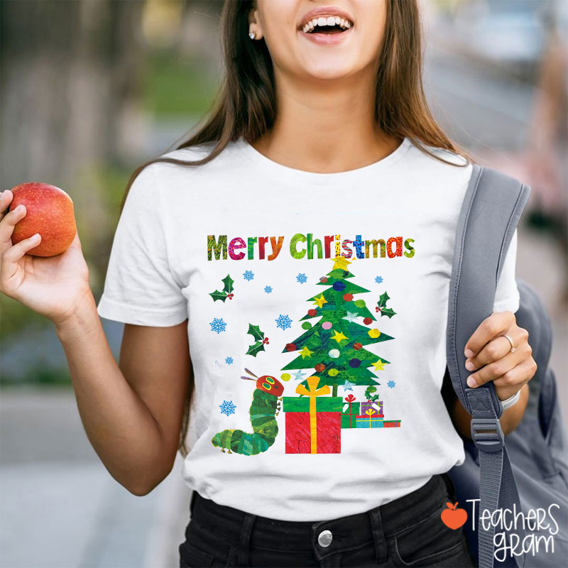 Very Hungry Caterpillar Merry Christmas Teacher T-Shirt