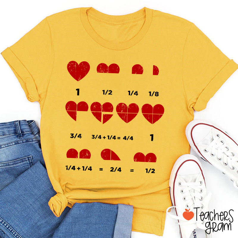 Math Red Hearts Teacher T-Shirt