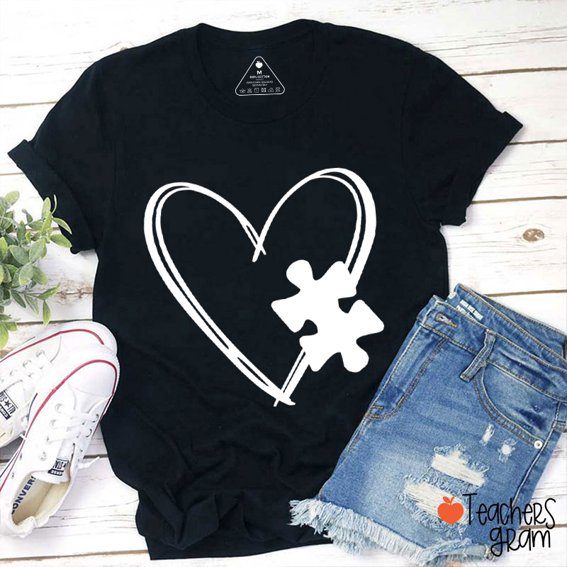 Love Autism Puzzle Teacher T-Shirt
