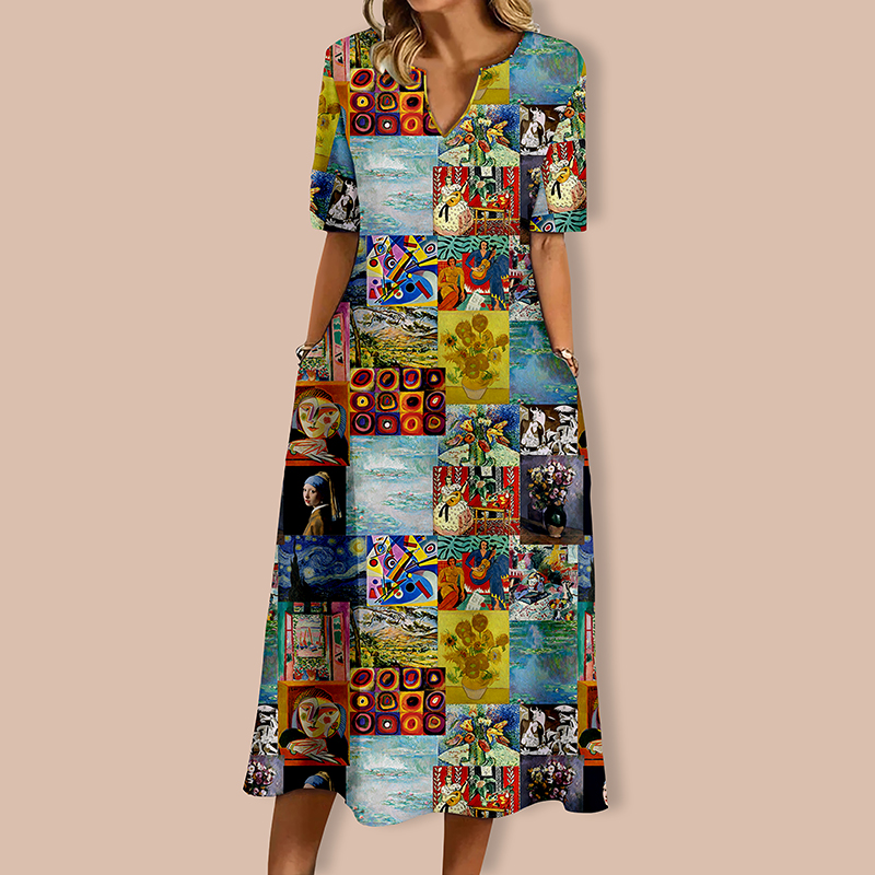Falling Into The Ocean Of Art Teacher V-Neck Long Dress