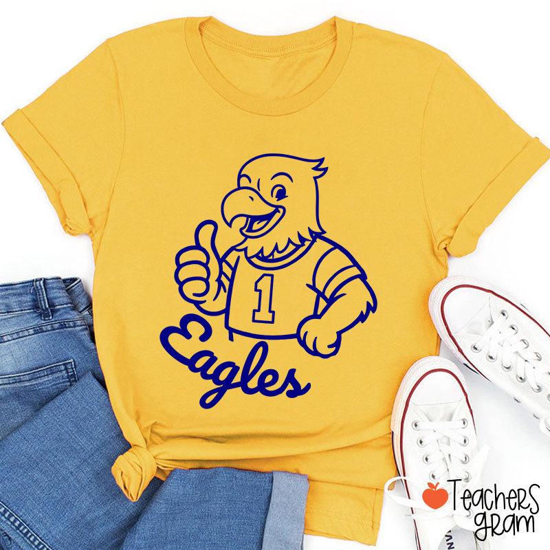 Personalized Cute Mascot And Your Number School Spirit Teacher T-Shirt