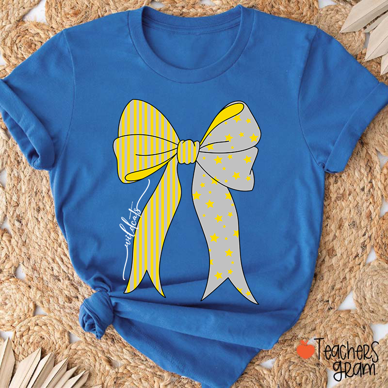 Personalized Mascot Stars And Stripes Bow Teacher T-Shirt