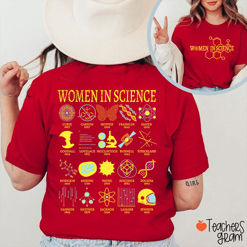 Women In Science Powerful Women Teacher Two Sided T-Shirt