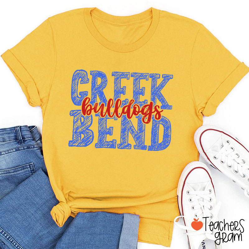 Personalized Mascot And School Name Initials Graffiti Fonts Teacher T-Shirt