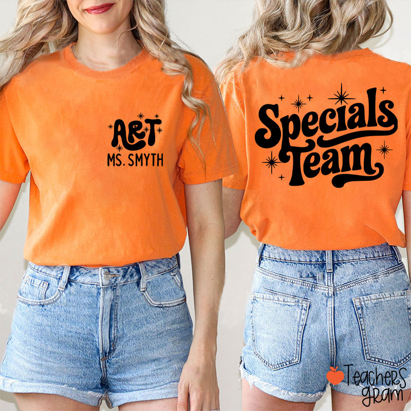 Personalized Suject And Name Specials Team Teacher Two Sided T-Shirt