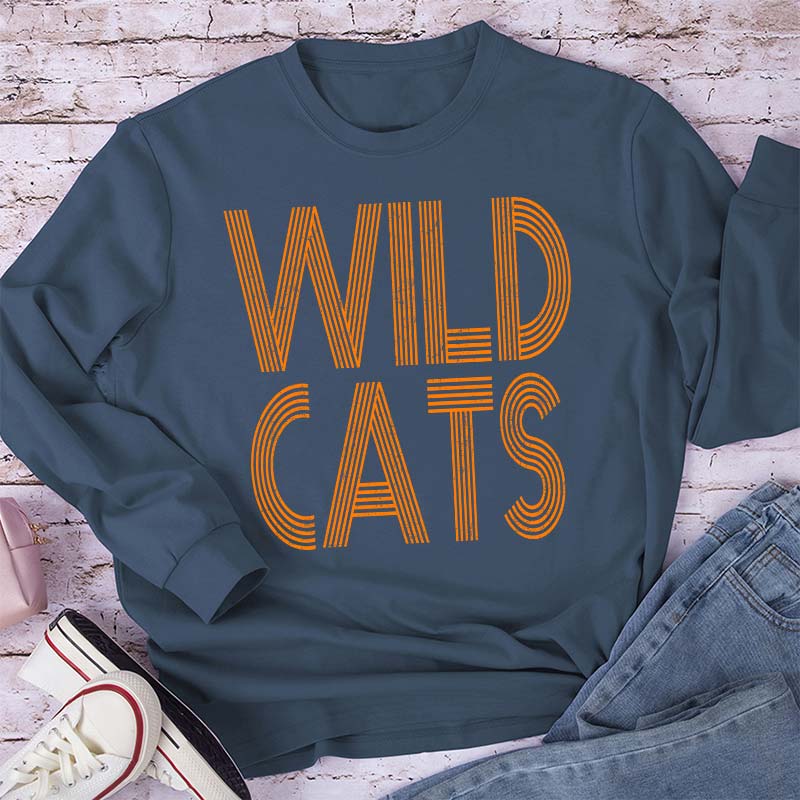 Personalized Mascot Simple Line Fonts School Spirit Teacher Long Sleeve T-Shirt