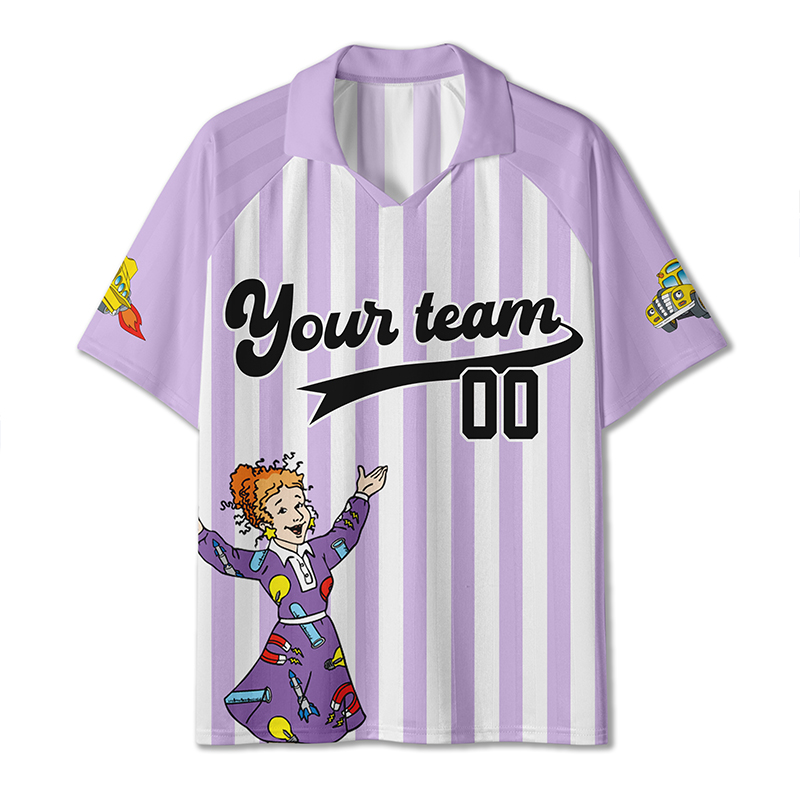 Personalized Team Name And Number Cartoon Character Teacher Collar Jersey