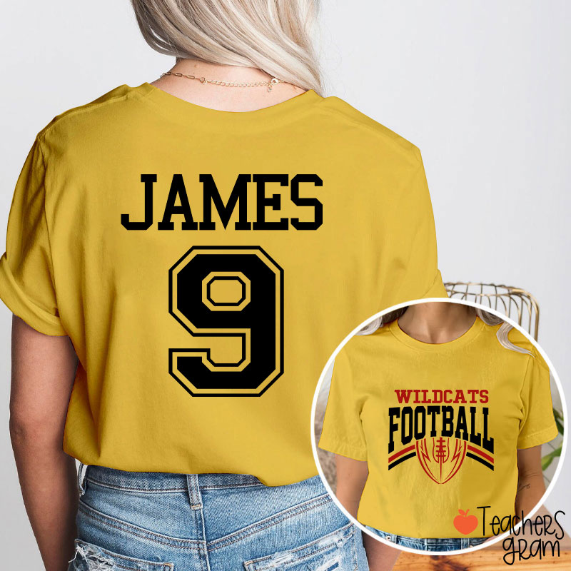 Personalized Mascot Football Game Day Teacher Two Sided T-Shirt