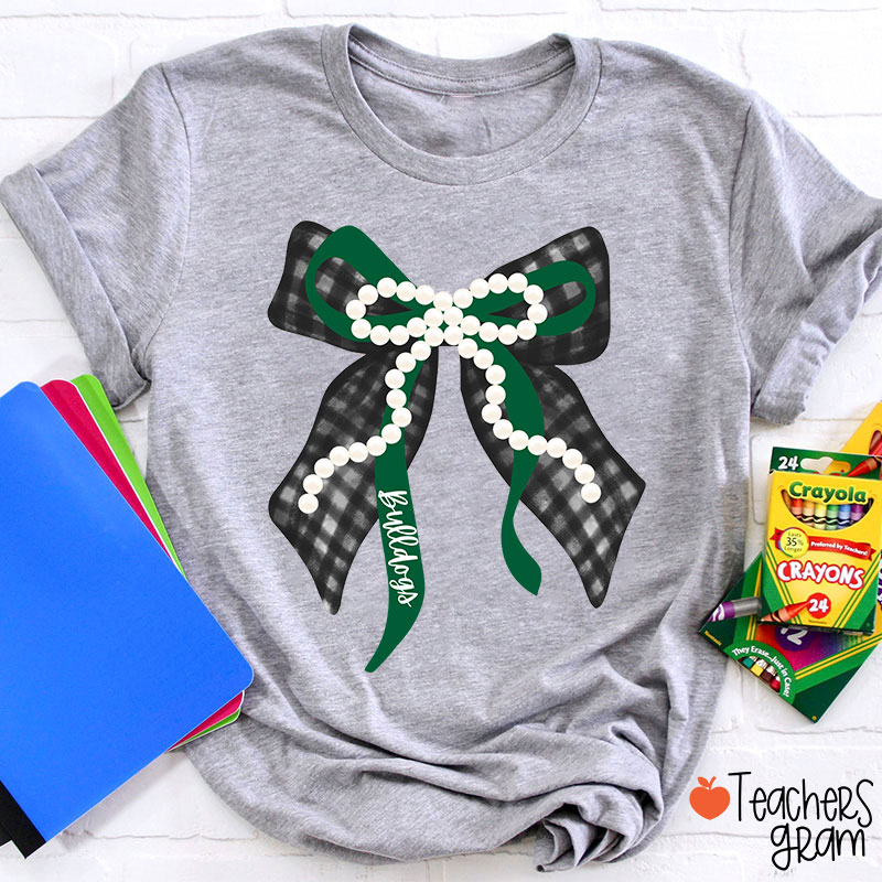 Personalized Mascot Pearl Bow Teacher T-Shirt