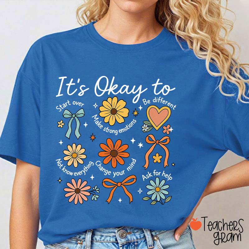 Retro Daisy It's Okay To Teacher T-Shirt