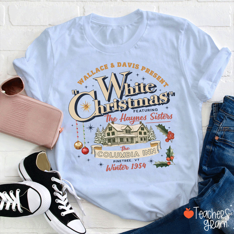 White Christmas Teacher T-Shirt