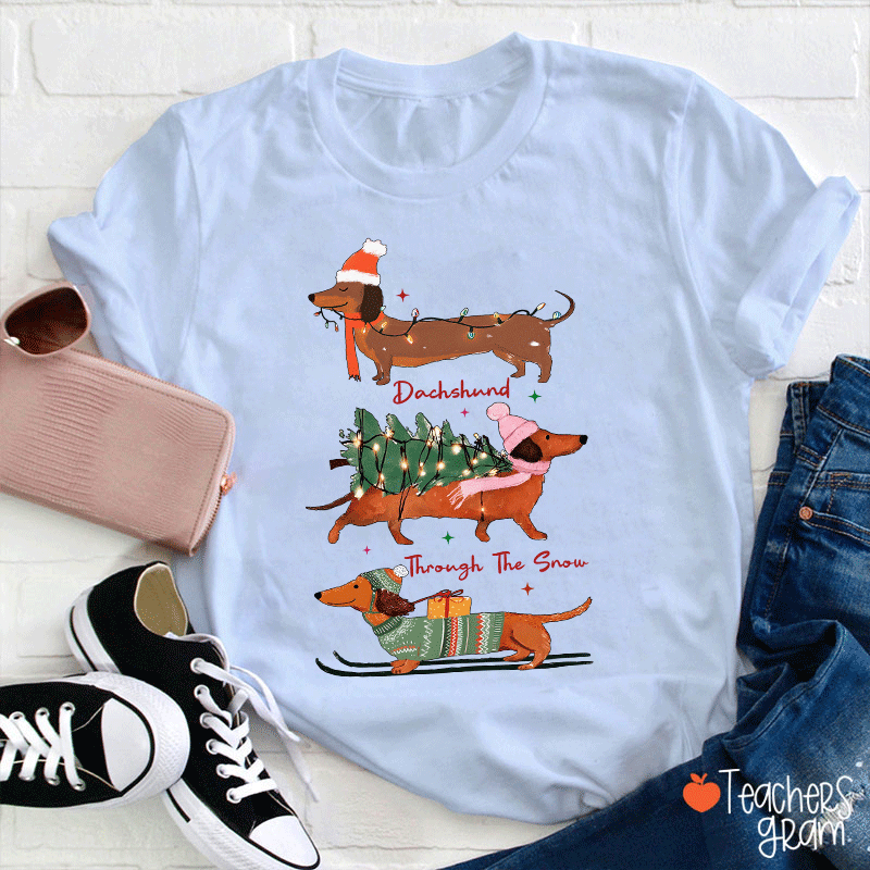 Dachshund Through The Snow Teacher T-Shirt