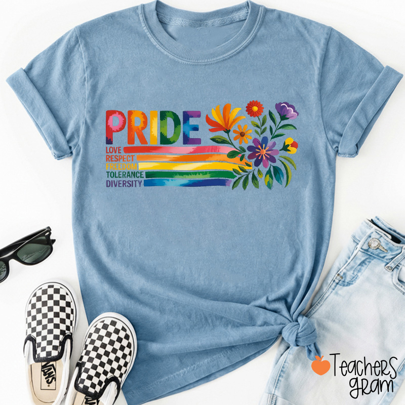 Pride Love Respect Freedom Tolerance Diversity Teacher T-Shirt