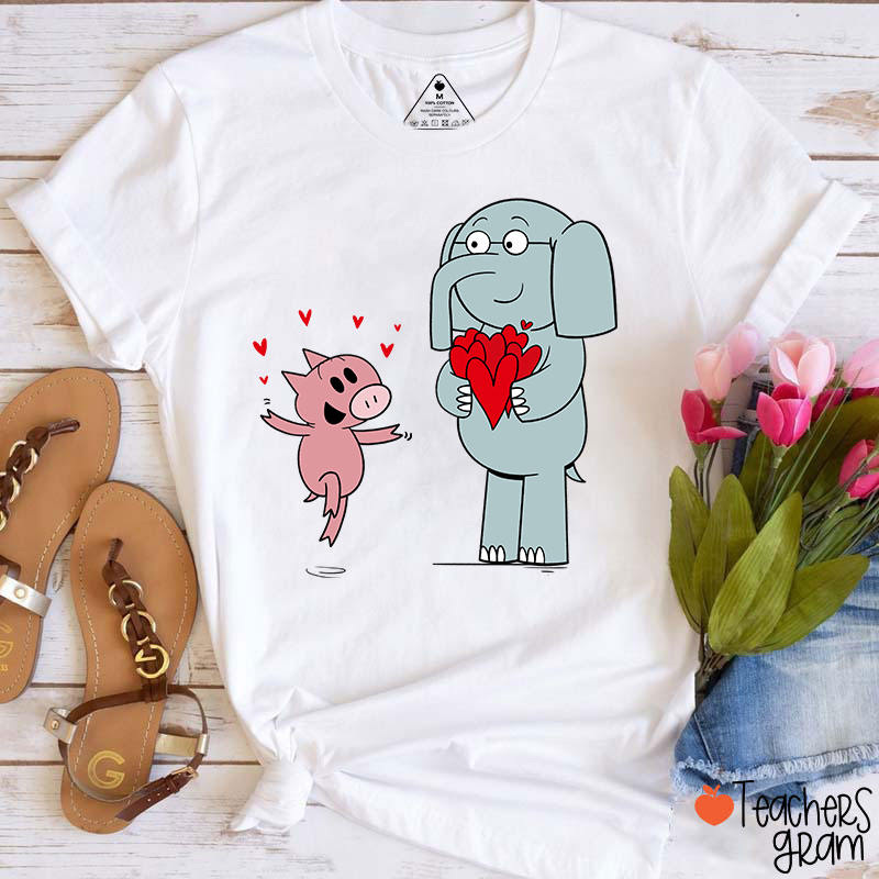 Cute Elephant Full Of Love Teacher T-Shirt
