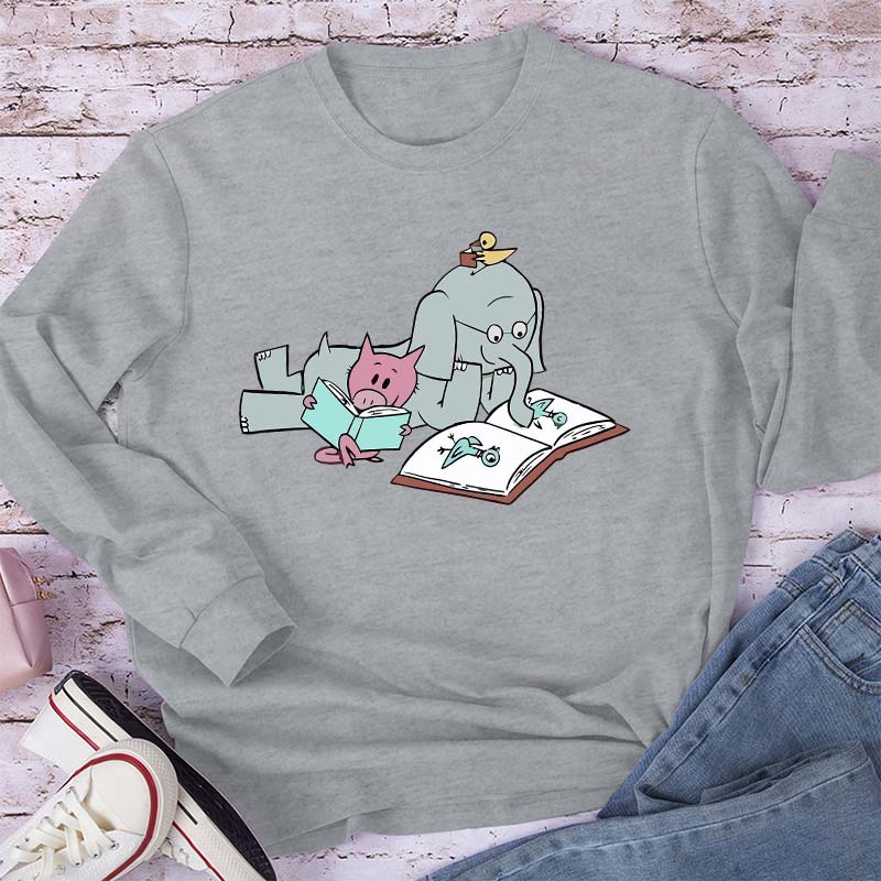 The Elephant And The Little Pig Read Together Teacher Long Sleeve T-Shirt