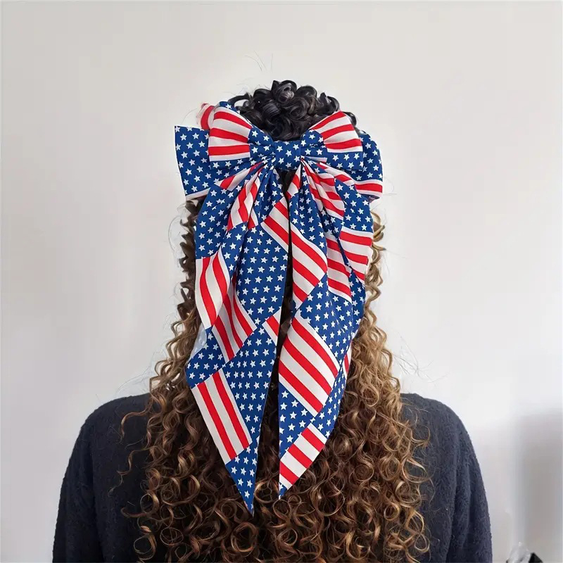 4th Of July American Flag Patriotic Hair Bow Clips