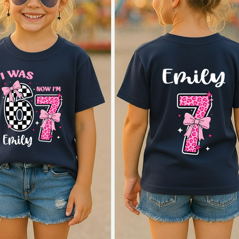 Personalized Name I Was 6 Now I'm 7 Class Two Sided T-Shirt