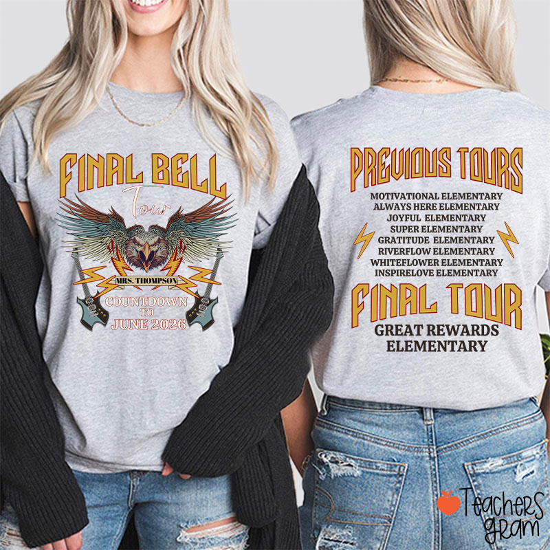 Personalized Funny Retirement Countdown Teacher Two Sided T-Shirt