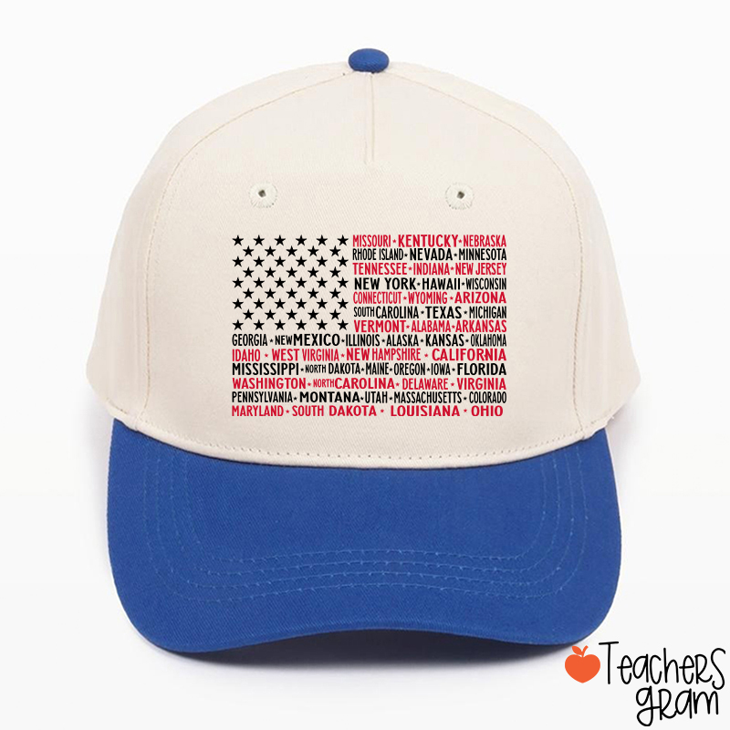 Vintage American Flag 4th Of July Teacher Baseball Cap