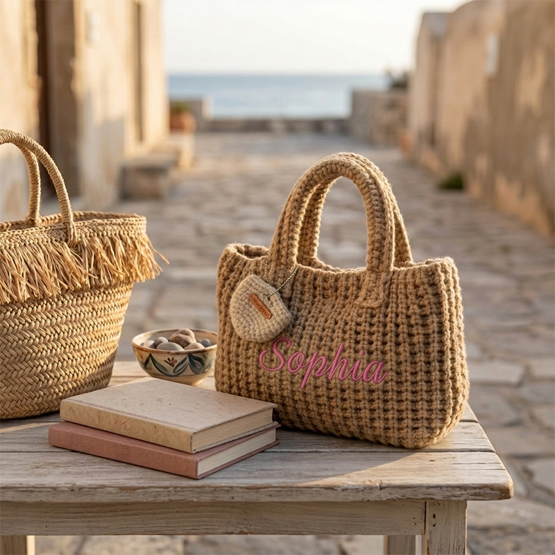 Personalized Name Woven Handbag
