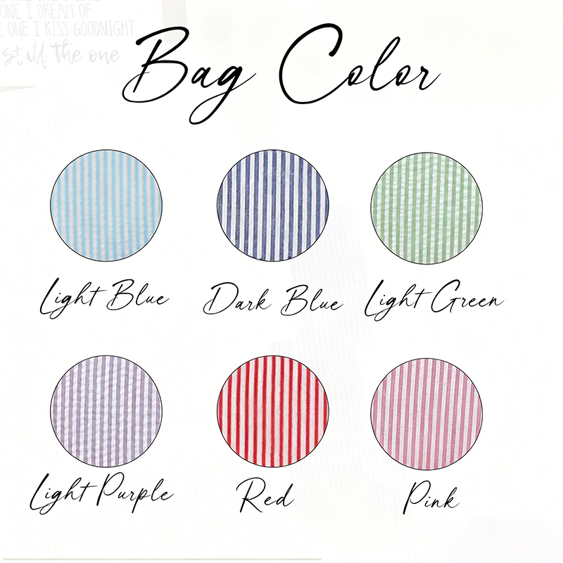 Personalized Name Embroidered Seersucker Makeup Bag