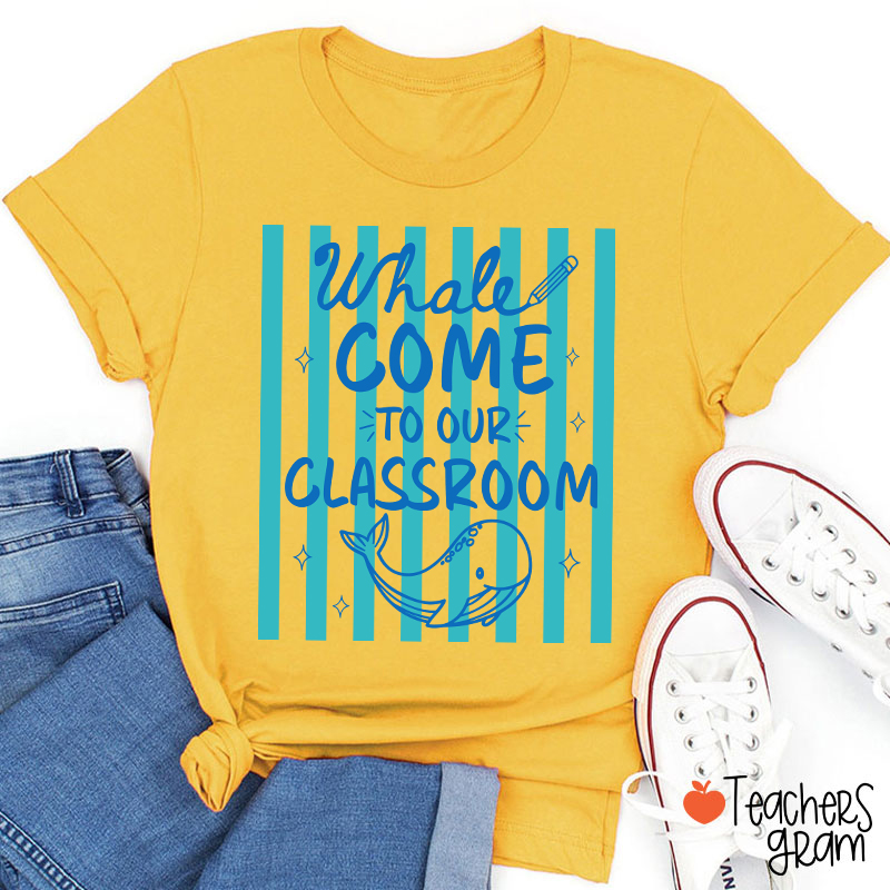 Personalized Missed Your Smile Crocodile Pink Stripe Teacher T-Shirt