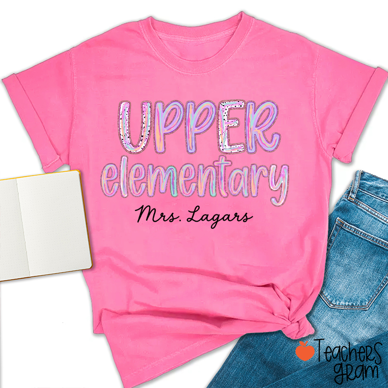 Personalized Grade Rainbow Doodle Name Teacher T-Shirt