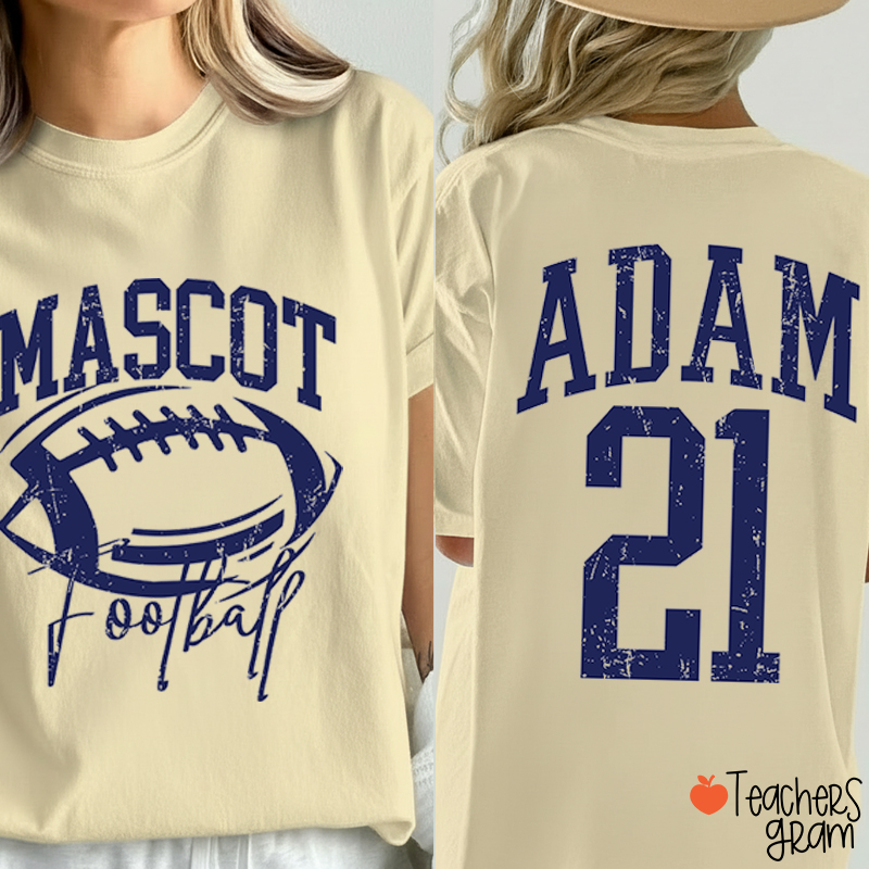 Personalized Mascot Name Number Retro Team Sport Teacher Two Sided T‑Shirt