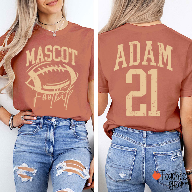 Personalized Mascot Name Number Retro Team Sport Teacher Two Sided T‑Shirt