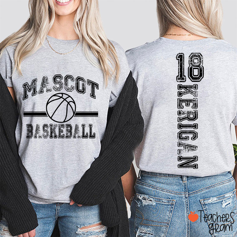 Personalized Mascot Vintage Sport Theme Teacher Two Sided T-Shirt