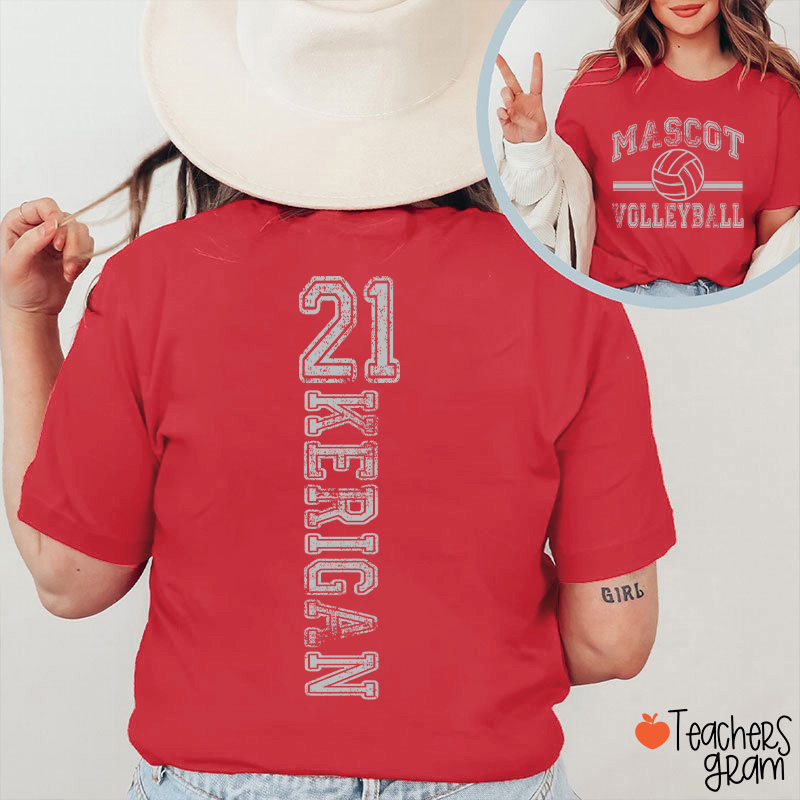 Personalized Mascot Vintage Sport Theme Teacher Two Sided T-Shirt