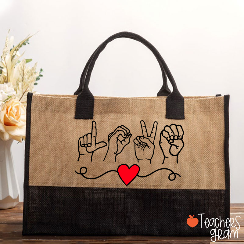Love Sign Language Teacher Cotton Tote Bag