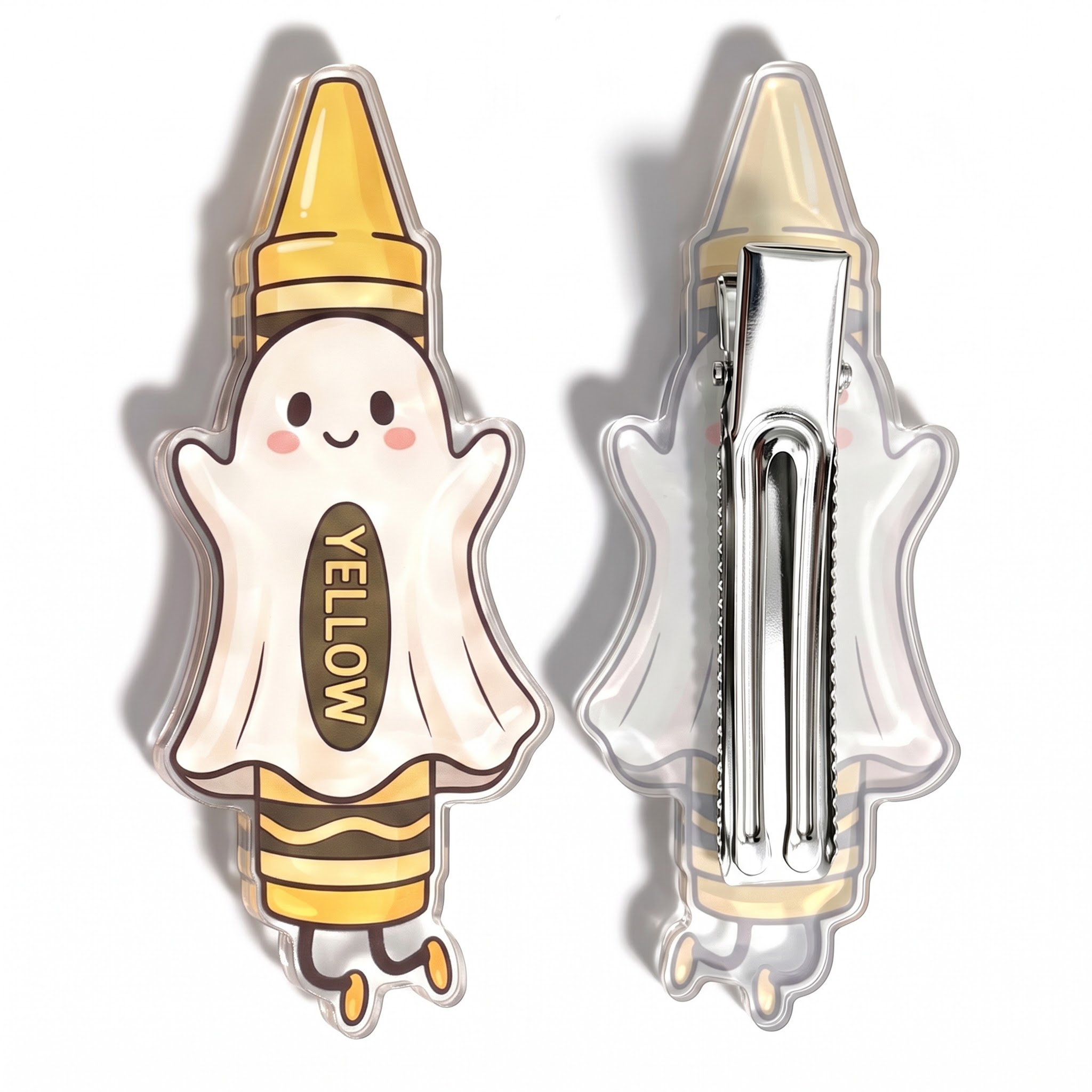 Halloween Ghost Crayon Character Teacher Acrylic Duckbill Hair Clips