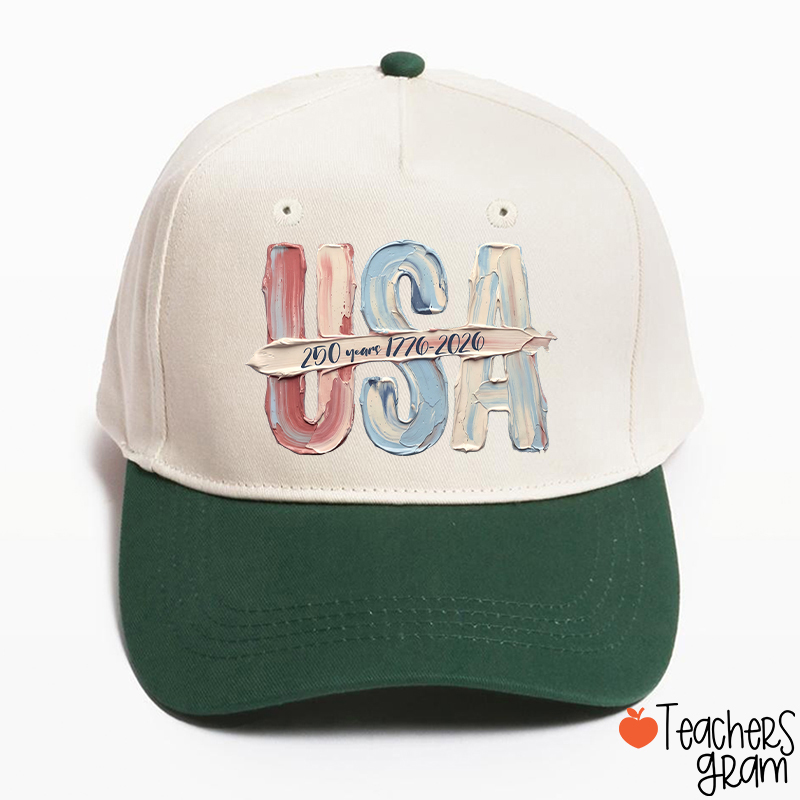 Watercolor USA 250 Years Teacher Baseball Cap
