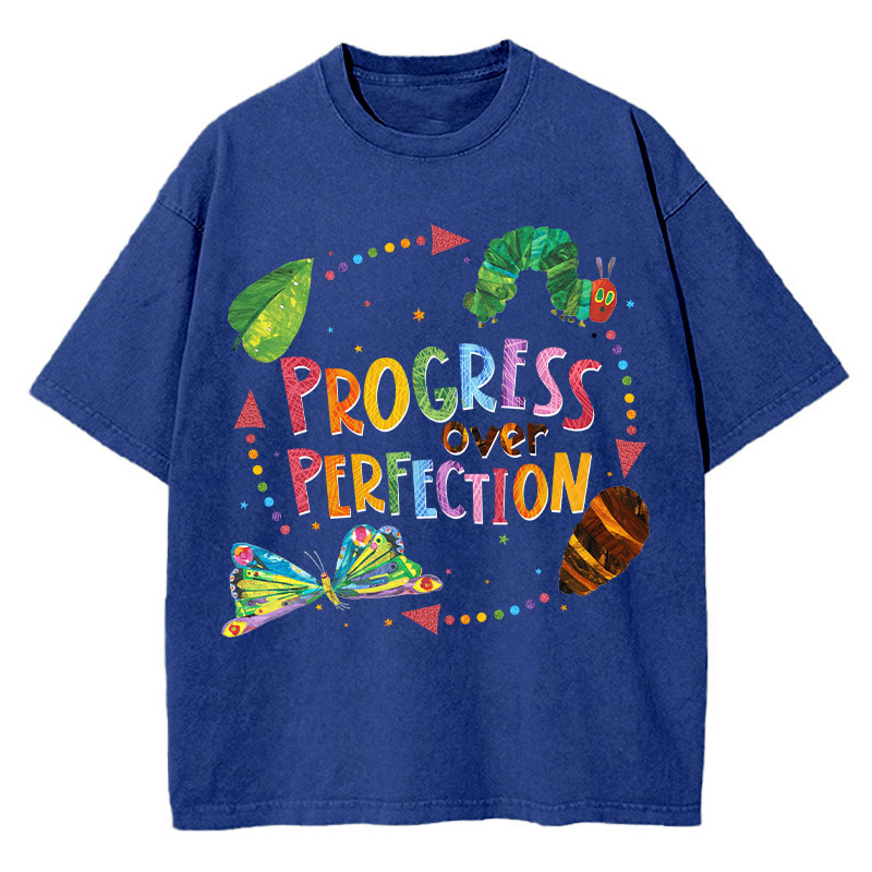 Progress Over Perfection Teacher Washed T-Shirt