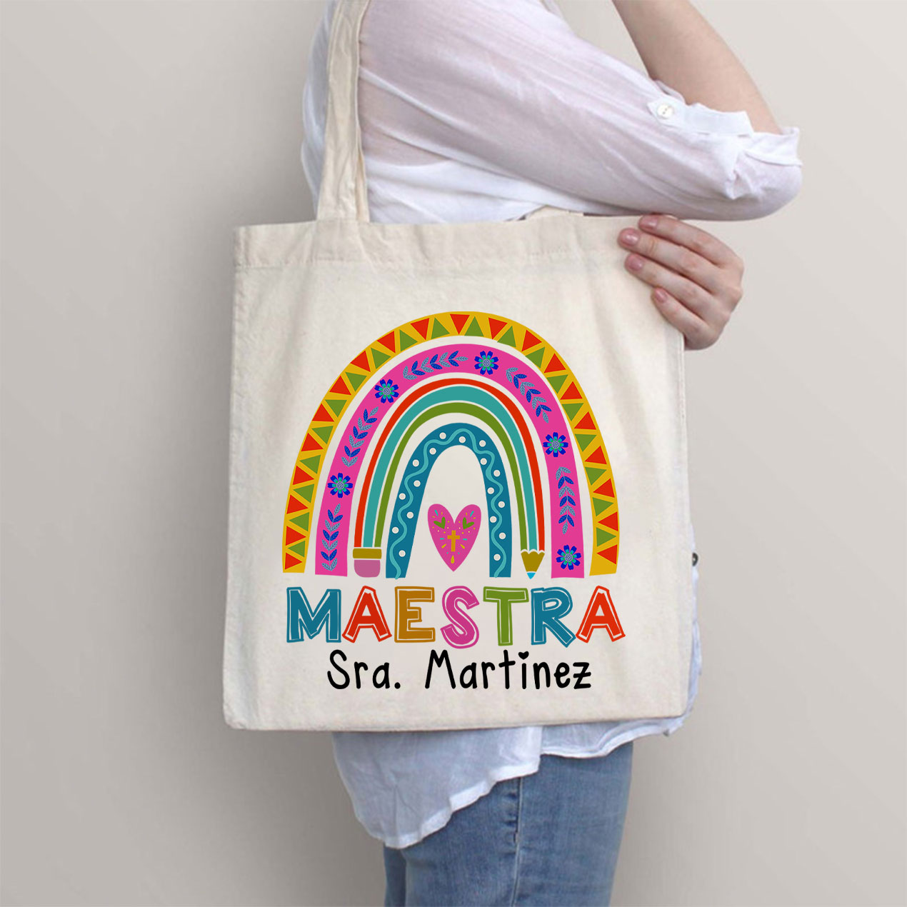 Personalized Maestra Spanish Teacher Tote Bag