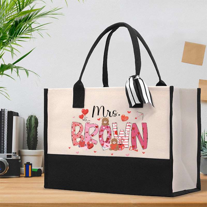 Personalized Show My Love Teacher Cotton Tote Bag