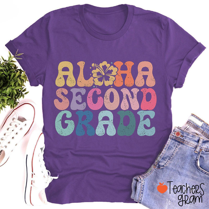 Personalized Grade Flowers Bubbles Colorful Teacher T-Shirt